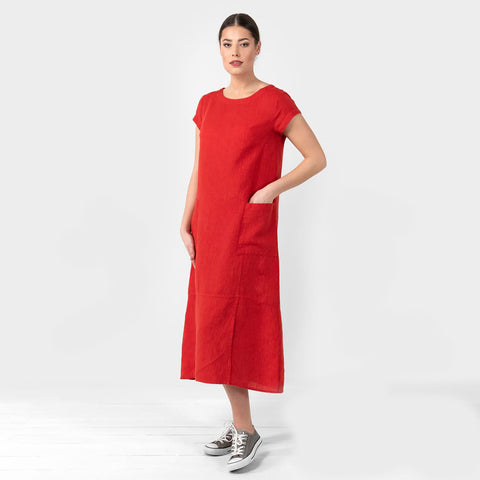 Abito in Lino 100% - OLIVIA rosso