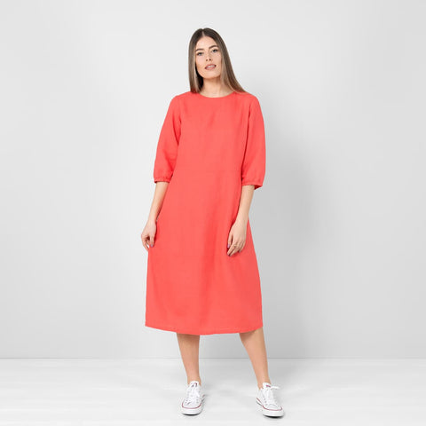 Abito in Lino 100% - Corallo