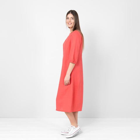 Abito in Lino 100% - Corallo