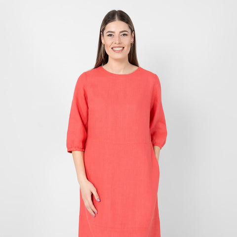 Abito in Lino 100% - Corallo