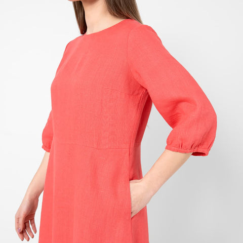 Abito in Lino 100% - Corallo