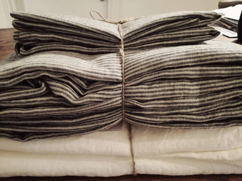 Copripiumino in lino 100% (a righe) -210x220