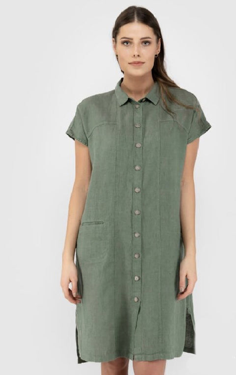 Abito in Lino 100% - Verde