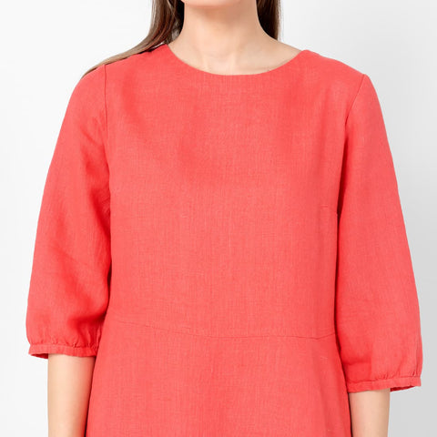 Abito in Lino 100% - Corallo