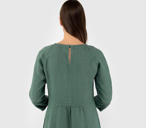Abito in Lino morbido 100% - Green/Blu