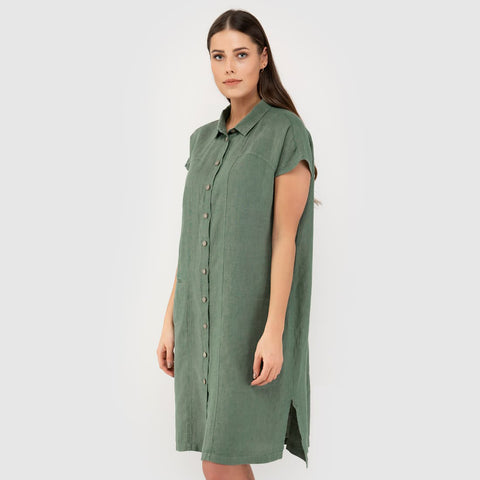 Abito in Lino 100% - Verde
