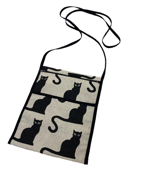 Borsa in Lino a Tracollo - Gatto nero