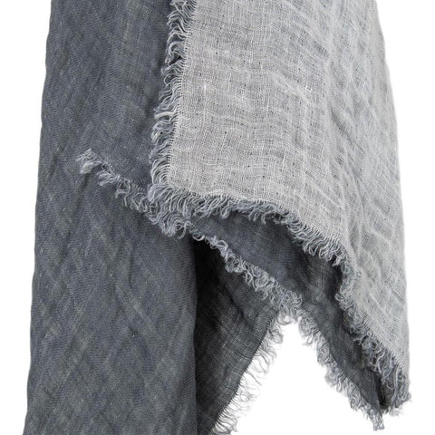 Sciarpa in Lino 100% - Double face - Grigio/bianco