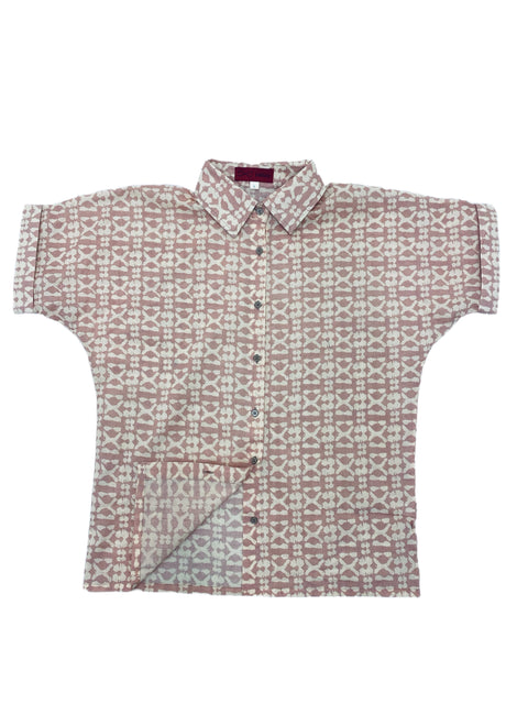 Camicia in Cotone 100% (Uzbekistan) - Rosa/crema