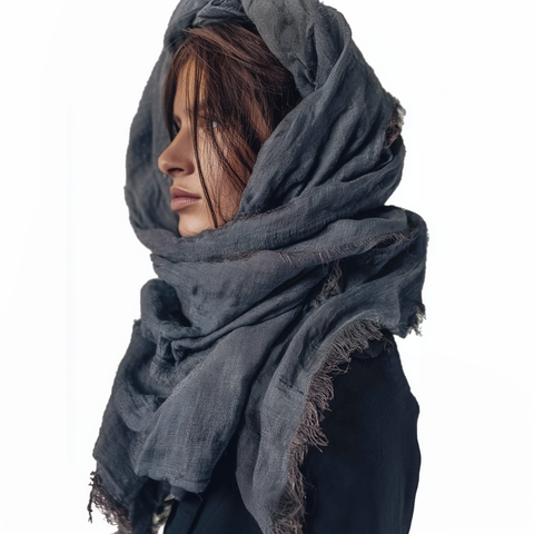 Linen Scarf - Ethnic Blue