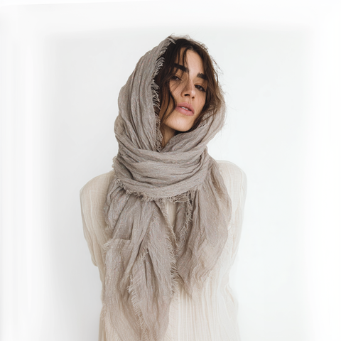 100% Linen Scarf - Natural