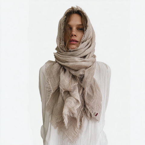 100% Linen Scarf - Rust