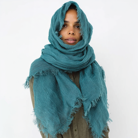 Sciarpa in Lino 100% - Petrolio