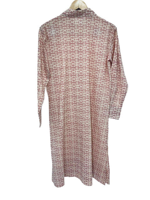 Camicia lunga in Cotone 100% (Uzbekistan) - Rosa/crema