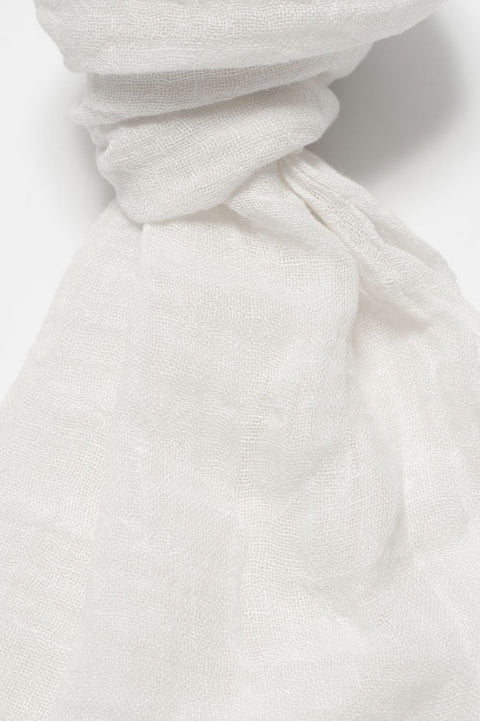 100% Linen Scarf - White